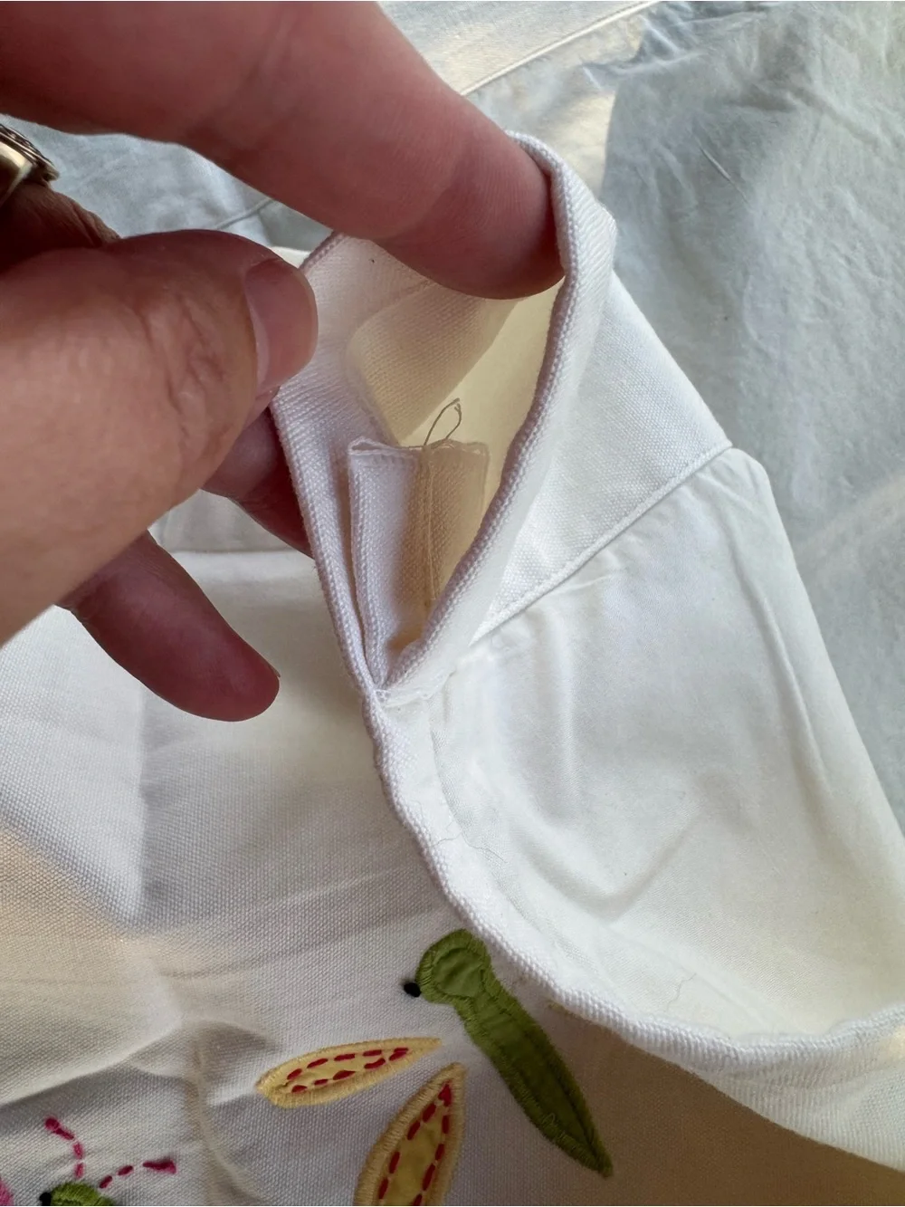 Pottery Barn Kids 2 Curtain Valance Yellow Trim & Embroidered Bugs Butterflies
